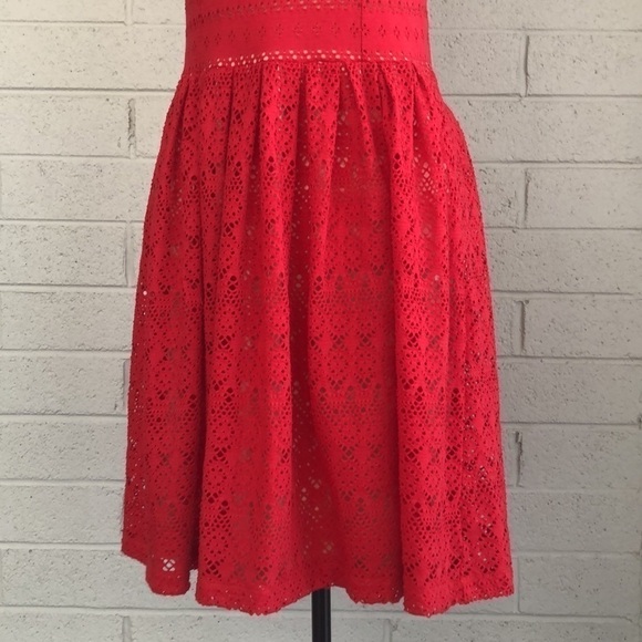 Postmark by Anthropologie Red Cotton Lace Eyelet Dress, S - Picture 3 of 13